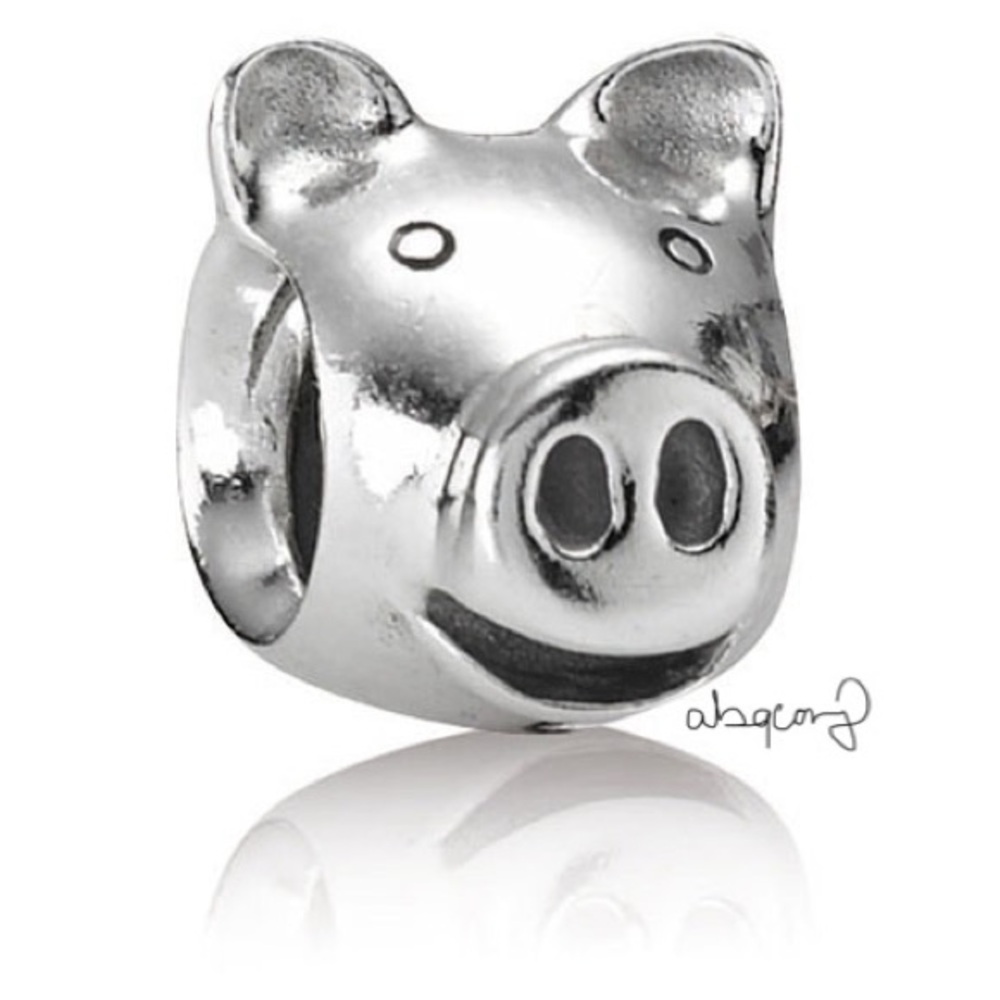 EUC Pandora 790214 Sterling Silver Pig Animal Charm